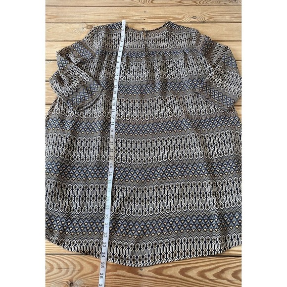 H&M Patterned 3/4 Sleeve Baby Doll Dress Size 8 Women’s Black Tan - Picture 6 of 8